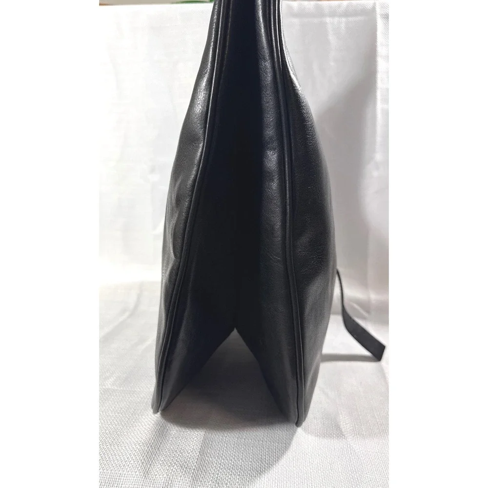 Vera Pelle Italiana Black Vegetable Tanned Leather Hobo Bag Made in Italy NWT